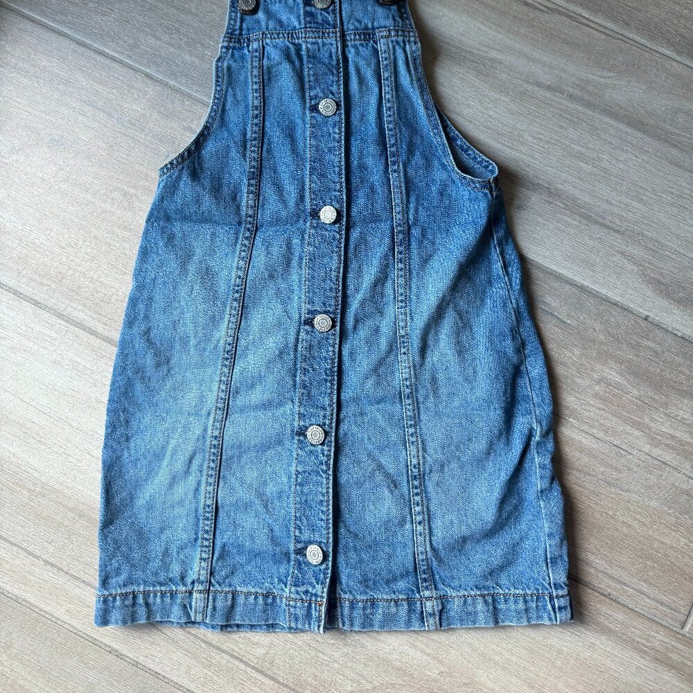 GAP Denim Button-Up Overall Dress, Kids Size Medium - Picture 4 of 5